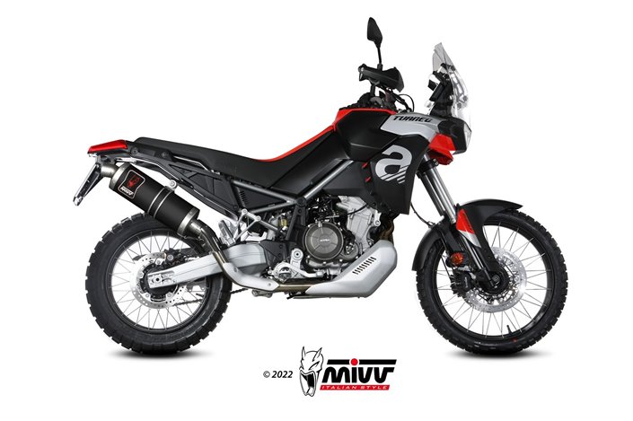 Schalldämpfer Escape Mivv Dakar Schwarz Schwarz Edelstahl Aprilia Tuareg 660 2022 - 2022