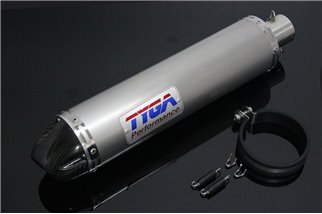 Silenziatore inox tondo fondello carbonio 380mm (4 tempi) 2 Tyga Honda RVF400RR NC35