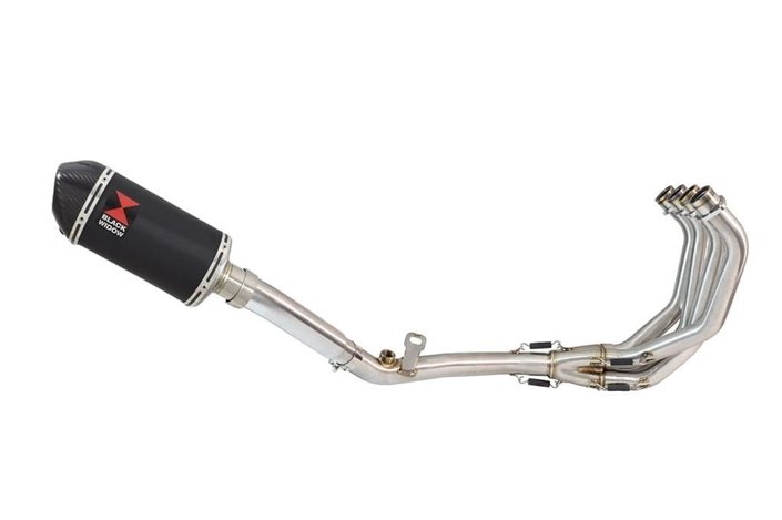 De Cat Exhaust System + 200mm Black Stainless Carbon Tip Silencer HONDA CBR600 FA 2011-2013 Black Widow