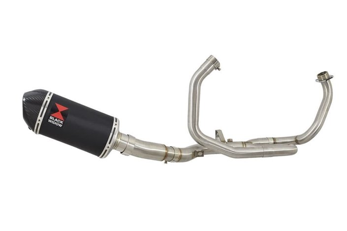 De Cat Race Exhaust System + 200mm Oval Black Stainless Carbon Tip Silencer SUZUKI SFV 650 Gladius 2009-2016 Black Widow