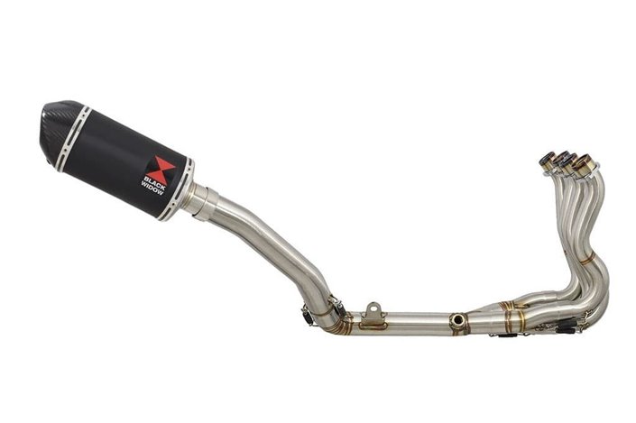 De Cat Exhaust System + 200mm Oval Black Stainless Carbon Tip Silencer SUZUKI GSXR 750 K6 K7 2006-2007 Black Widow