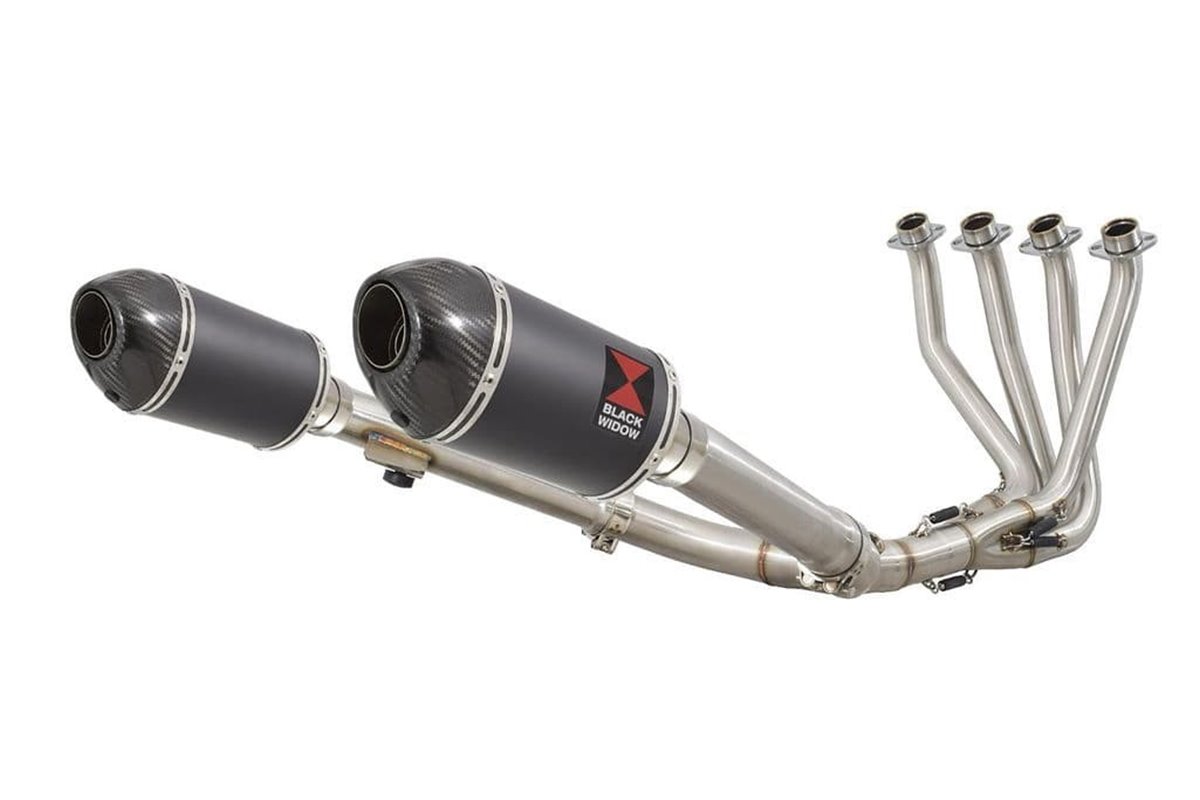 4-2 Exhaust System + 200mm Oval Black Stainless Carbon Tip Silencers HONDA CB 1100 X11 Black Widow