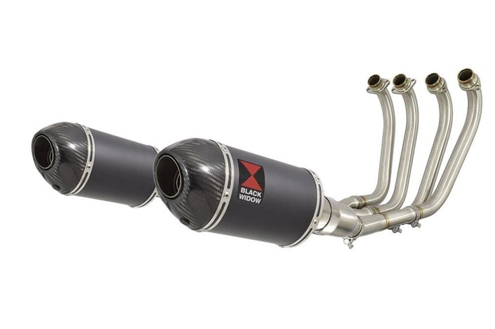 4-2 Exhaust System 200mm Oval Black Stainless Carbon Tip Silencers YAMAHA XJR1200 XJR 1200 Black Widow