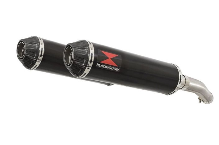 Exhaust Silencers 370mm Round Black Stainless Carbon Tip YAMAHA FJR 1300 2001-2005 Black Widow