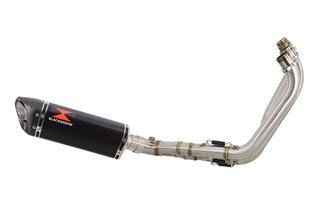 Low Level De-Cat Exhaust System 300mm Tri Oval Black Stainless Carbon Tip Silencer HONDA CBR650R 2019-2020 Black Widow