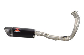 De-Cat Exhaust System 300mm Tri Oval Black Stainless Carbon Tip Silencer YAMAHA XSR 700 2021-2022 Black Widow