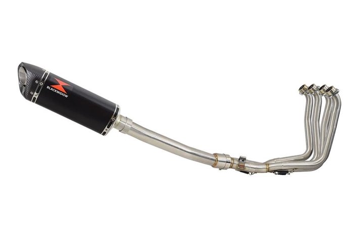 Exhaust System with 300mm Tri Oval Black Stainless Carbon Tip Silencer YAMAHA Yamaha YZF R1 1998-2001 Black Widow