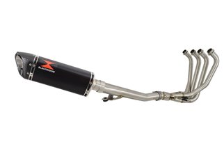 300 mm D'Échappement De Course Refroidi À L'Huile Tri Ovale Noir Silencieux En Carbone Inoxydable SUZUKI GSF600 Bandit 1995-2004