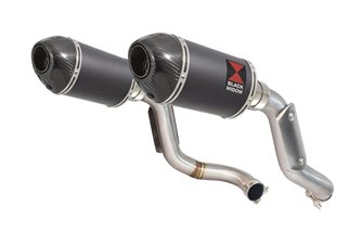 Exhaust High Level Link Pipes + 200mm Oval Black + Carbon Tip Silencers HONDA VTR1000 F Superhawk (SC36) Black Widow