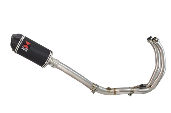 De-cat High Level Exhaust System 200mm Oval Black Stainless Carbon Silencer YAMAHA YZF-R7 2021-2022 R7 Black Widow