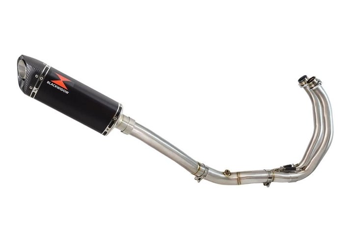 De-cat High Level Exhaust System 300mm Tri-Oval Black Stainless Silencer YAMAHA YZF-R7 2021-2022 R7 Black Widow