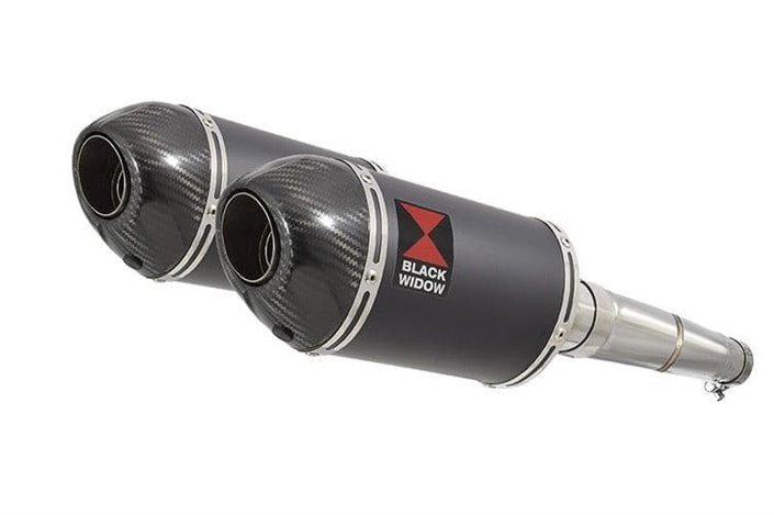 Exhaust Silencers 200mm Oval Black Stainless Carbon Tips HONDA GL1500 Goldwing Black Widow