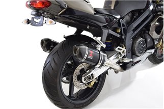 Terminali Di Scarico 200mm Acciaio Nero + Puntale In Carbonio APRILIA SL1000 Falco 1999-2005 Black Widow