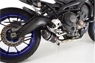 Echappement De-Cat Silencieux Ovale 200mm Avec Embout Carbone Inox YAMAHA MT09 2013-2020 Black Widow