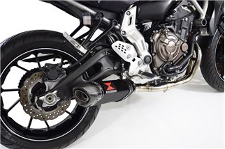 Système D'Échappement De-Cat Avec Silencieux Tri Oval De 300 mm En Acier Inoxydable Noir YAMAHA MT-07 2014-2020 Black Widow