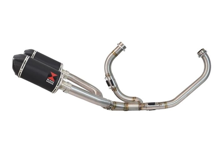 Exhaust System 200mm Oval Black Stainless Carbon Tip Silencers HONDA VTR1000 F Firestorm (SC36) Black Widow