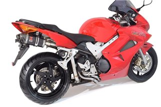 Verbindungsrohre Des Auspuffs + Ovale Schalldämpfer Aus Schwarzem Carbon 200 mm HONDA VFR 800 VTEC (RC46) 2002 - 2013 Black Wido