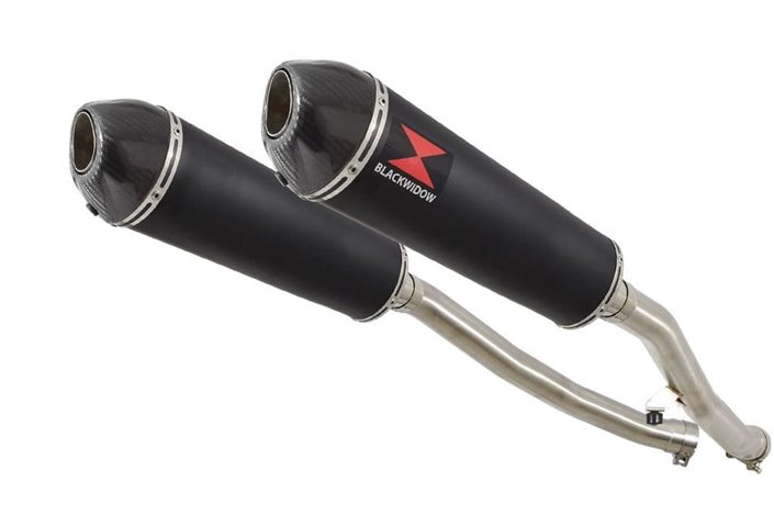 4-2 Exhaust Silencers 400mm Oval Black Stainless Carbon Tip KAWASAKI ZZR 1400 Ninja ZX14 2008-2011 Black Widow