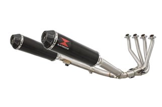 4-2 Exhaust System + 370mm Round Black Stainless Carbon Tip Silencers HONDA CBR 1100 XX Blackbird Black Widow