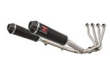 4-2 Exhaust System + 370mm Round Black Stainless Carbon Tip Silencers HONDA CBR 1100 XX Blackbird Black Widow