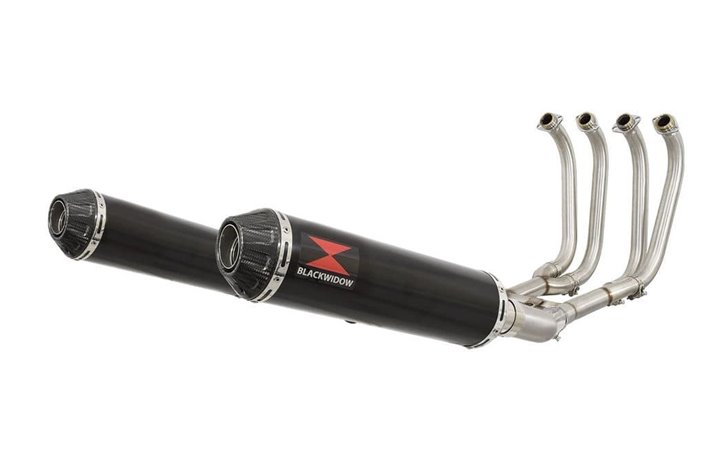 4-2 Exhaust System 370mm Round Black Stainless Carbon Tip Silencers SUZUKI GSX1400 Black Widow