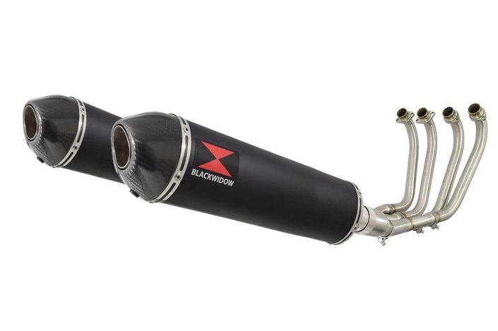 4-2 Exhaust System 400mm Oval Black Stainless Carbon Tip Silencers YAMAHA XJR1200 XJR 1200 Black Widow