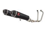 Twin Exhaust System 400mm Oval Black Stainless Carbon Silencer SUZUKI GW 250 Inazuma 2012-2017 Black Widow