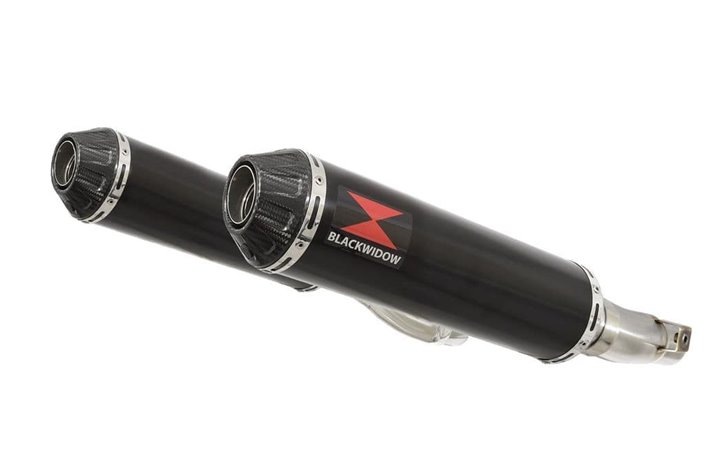 4-2 Exhaust Silencers 370mm Round Black Steel Carbon Tip KAWASAKI Z1000 R 2010-2020 Black Widow