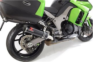 4-2 Mit Auspuff Schalldämpfer Seitentaschen 370 mm Runde Spitze Aus Schwarzem Karbonstahl KAWASAKI Z1000 2010-2019 Black Widow