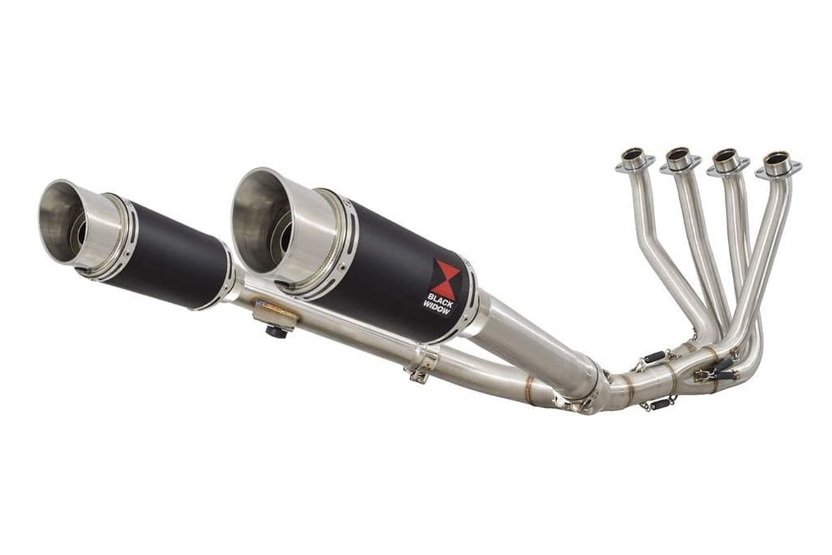 4-2 Exhaust System + 200mm Round Black Stainless Silencers HONDA CB 1100 X11 Black Widow