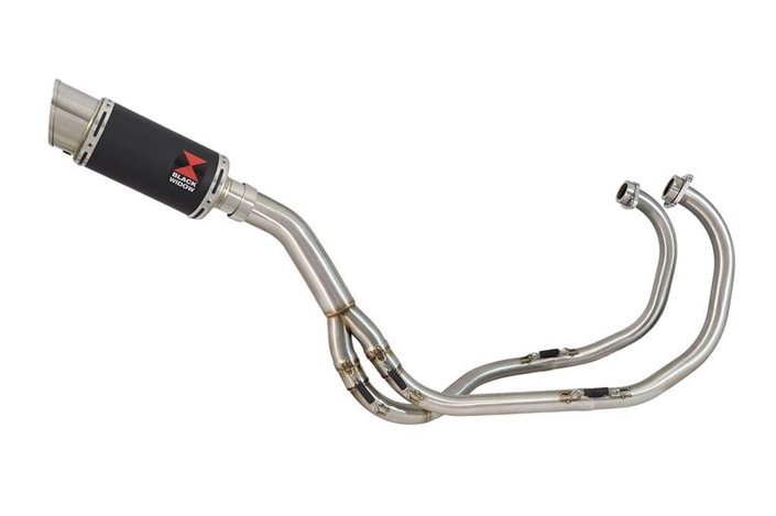 Exhaust System with 200mm Round Black Stainless Silencer KAWASAKI KLE 500 Black Widow