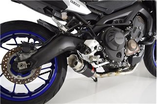 De-Cat-Auspuff 200 mm Runder Schalldämpfer Aus Schwarzem Edelstahl YAMAHA MT09 2013-2020 Black Widow