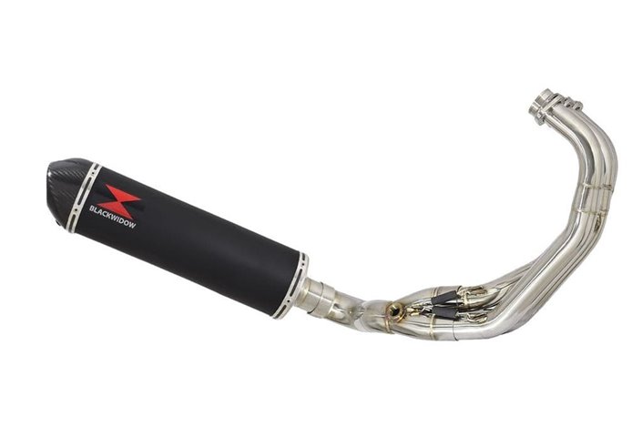 De-cat Exhaust System 400mm Oval Black Stainless Carbon Tip Silencer YAMAHA MT09 2013-2020 Black Widow