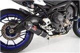 De-Cat-Auspuff Ovaler 400-mm-Schalldämpfer Mit Schwarzer Edelstahl-Carbonspitze YAMAHA MT09 2013-2020 Black Widow