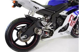 Sistema Di Scarico De-Cat Silenziatore Rotondo In Acciaio Inossidabile Nero Da 200 mm YAMAHA R6 YZF600 2006-2016 Black Widow