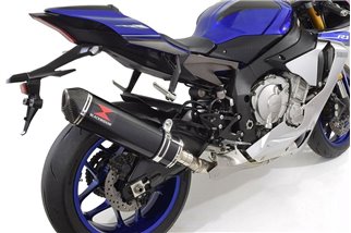 Collettore Titanium De Cat + Silenziatore Ovale In Carbonio Nero Da 400 mm YAMAHA YZF-R1 R1M 2015-2021 Black Widow