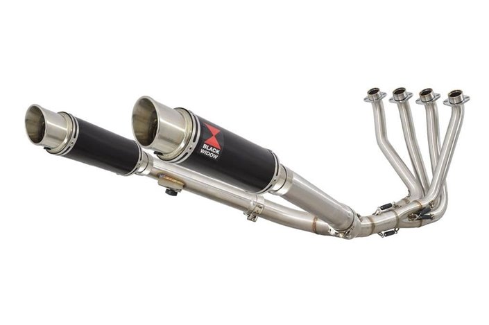 4-2 Exhaust System + 230mm GP Round Black Stainless Silencers HONDA CBR 1100 XX Blackbird Black Widow