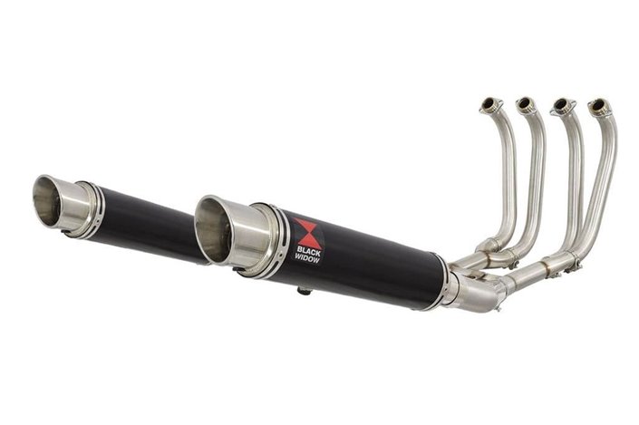 4-2 Exhaust System 350mm GP Round Black Stainless Silencers SUZUKI GSX1400 Black Widow