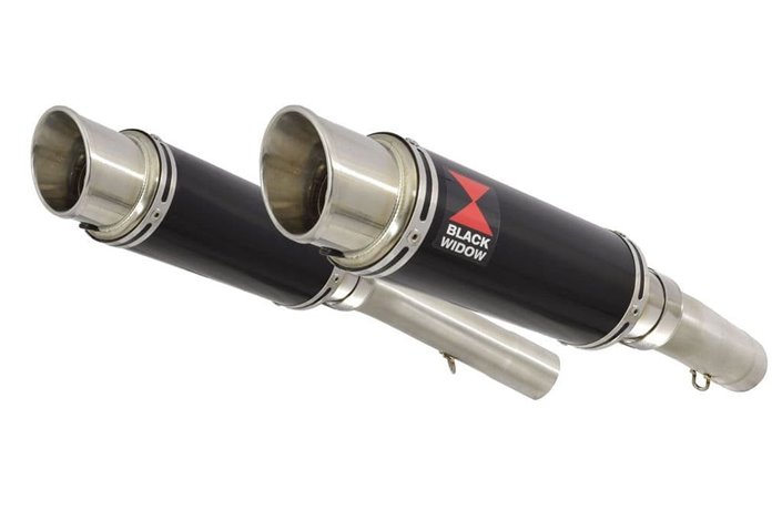 Exhaust Silencers 230mm Round GP Style Black Stainless APRILIA SL1000 Falco 1999-2005 Black Widow