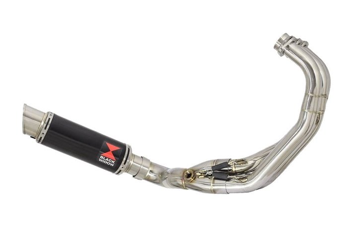 De-cat Exhaust System 230mm GP Round Black Stainless Silencer YAMAHA MT09 2013-2020 Black Widow