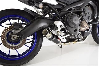 Scarico De-Cat 230mm Gp Round Black Stainless Silenziatore YAMAHA MT09 2013-2020 Black Widow