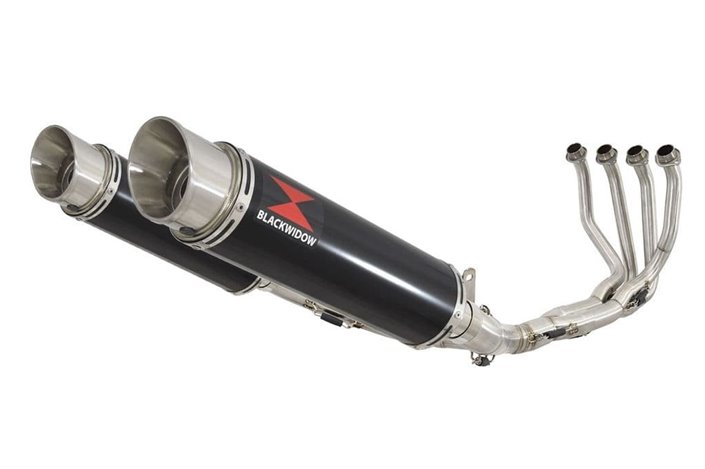 4-2 De-Cat Performance Exhaust System 360mm GP Round Black Stainless Silencers KAWASAKI Z900RS & Cafe Black Widow