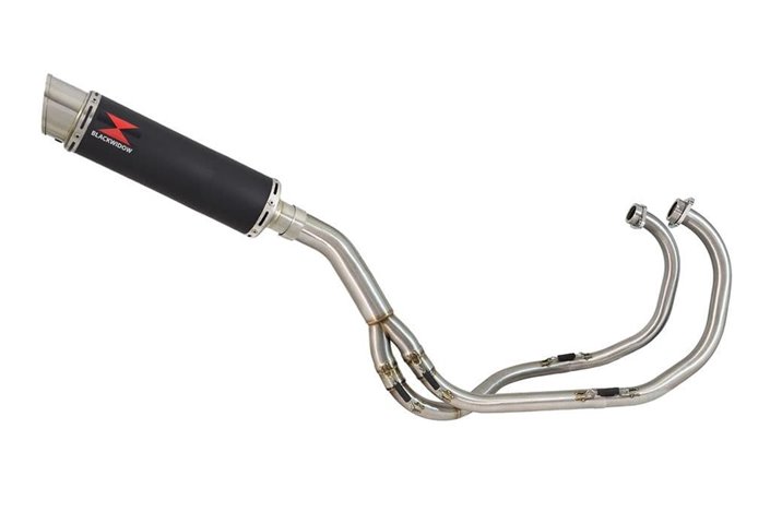 Exhaust System with 360mm GP Round Black Stainless Silencer KAWASAKI KLE 500 Black Widow