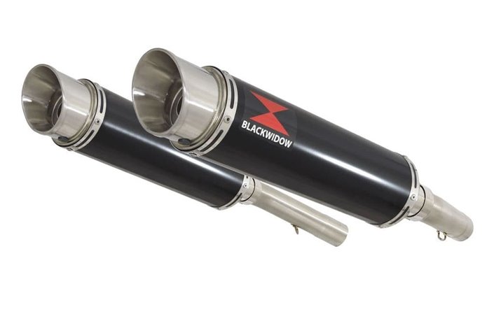 Exhaust Silencers 360mm Round GP Style Black Stainless APRILIA SL1000 Falco 1999-2005 Black Widow