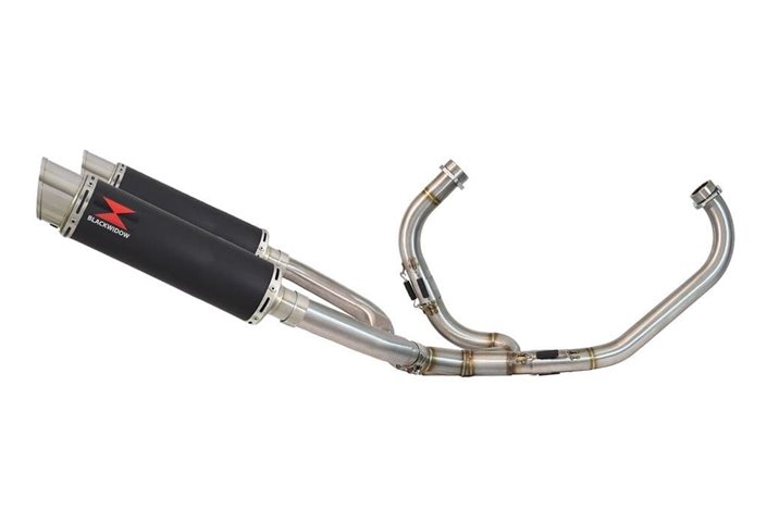 Exhaust System 360mm GP Round Black Stainless Silencers HONDA VTR1000 F Firestorm (SC36) Black Widow