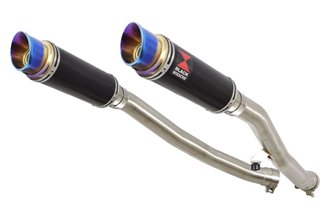 4-2 Silenziatori Di Scarico 230mm Gp Round Black Stainless & Blue Tip KAWASAKI ZZR 1400 Ninja ZX14 2008-2011 Black Widow