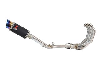 De Cat Exhaust System + 200mm Round Blue Tip Black Stainless Silencer HONDA CBR600 FA 2011-2013 Black Widow