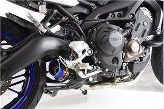 Échappement De-Cat Échappement 200 mm Embout Rond Bleu Acier Noir Silencieux YAMAHA MT09 MT-09 Tracer: Tracer GT Black Widow