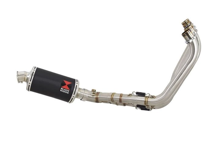 Low Level De-Cat Exhaust System 230mm Oval Black Stainless Silencer HONDA CBR650R 2019-2020 Black Widow