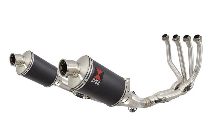 4-2 De-Cat Performance Exhaust System 230mm Oval Black Stainless Silencers KAWASAKI Z900RS & Cafe Black Widow